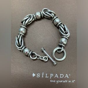 Silpada Vintage VERY RARE Sterling BYZANTINE Heavy Link Toggle Bracelet